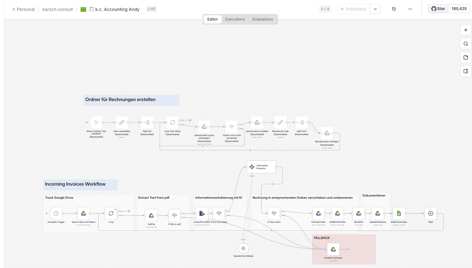 Workflow für automatisierte Belegerkennung und Buchhaltungs-Klassifikation